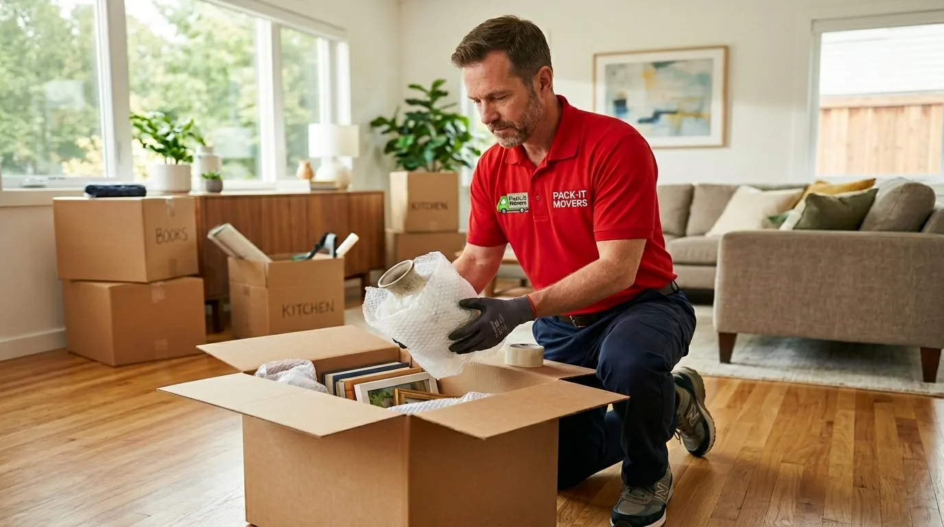 Pack-It Movers crew packing boxes for a customer